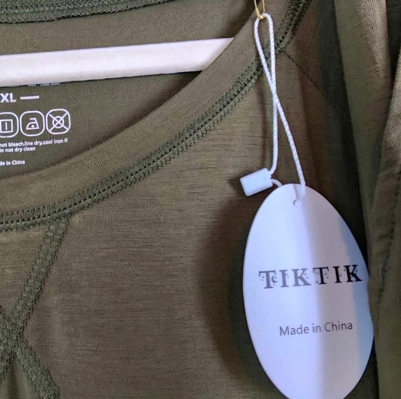 Women's TIKTIK Army Green Long Sleeve & Shorts Lounge Set Size 2XL NWT - Picture 5 of 5